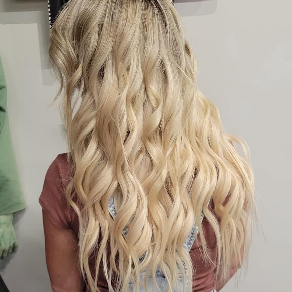 Long dimensional hair extensions by Heather Wahl